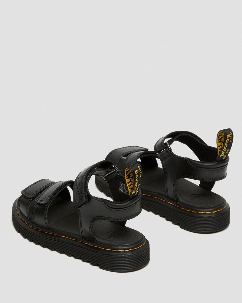 Dr Martens Junior Klaire Leren Riemen Sandalen Kinderen Zwart | NL 107PJJ